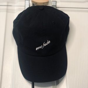 Zero Fucks Black Baseball Hat with White Embroid